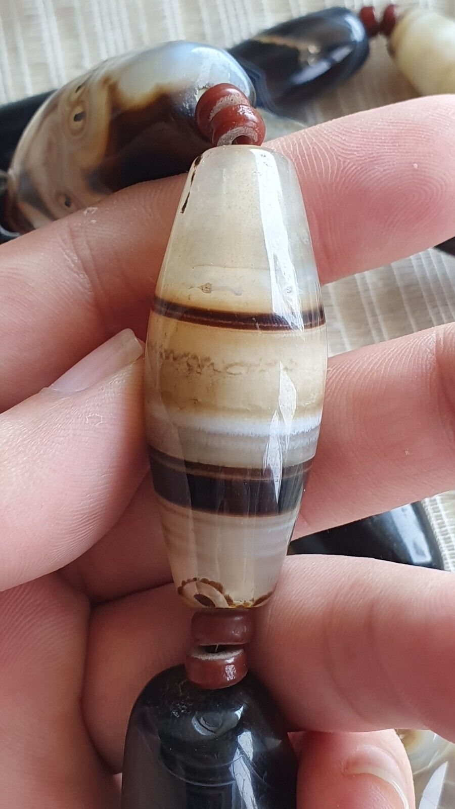 Unique Pattern African Middle eastern eye Agate Sulimani beads necklace mala