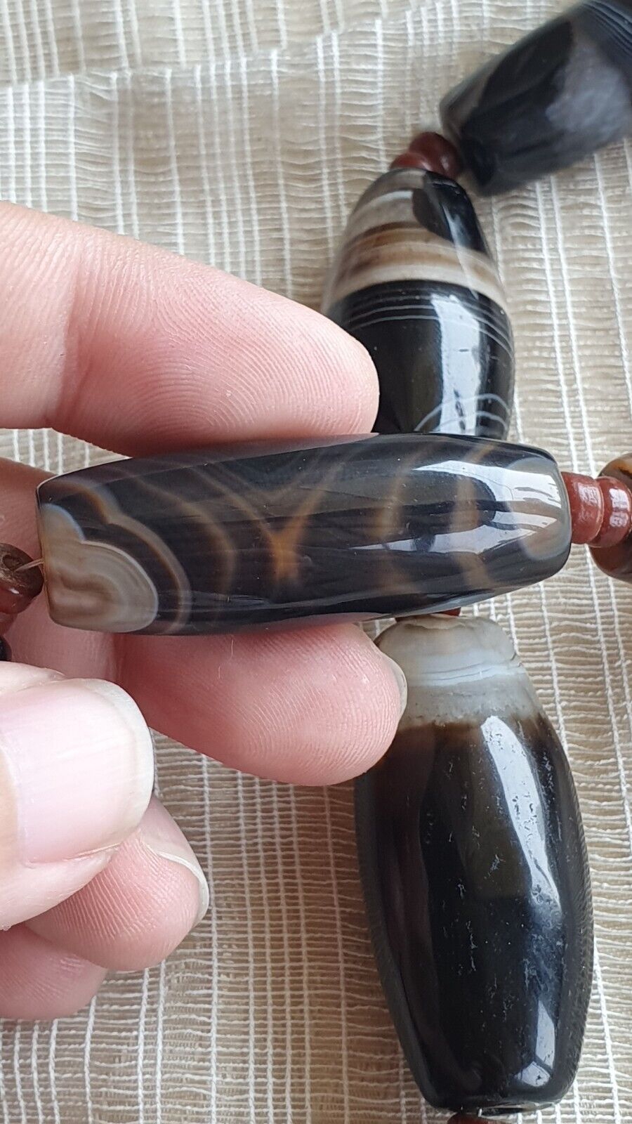 Unique Pattern African Middle eastern eye Agate Sulimani beads necklace mala