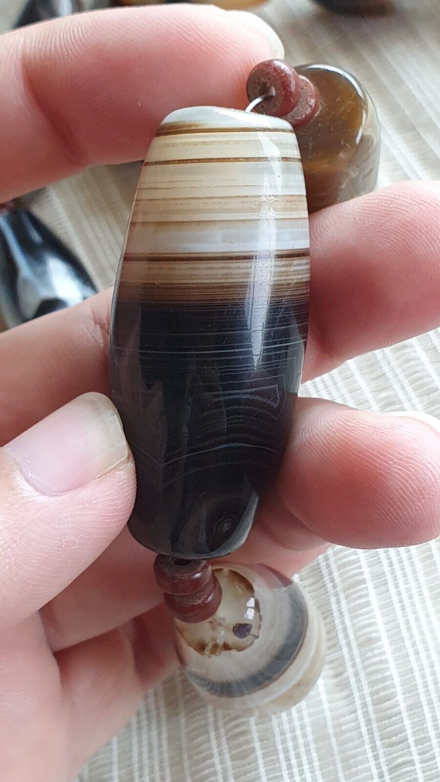 Unique Pattern African Middle eastern eye Agate Sulimani beads necklace mala