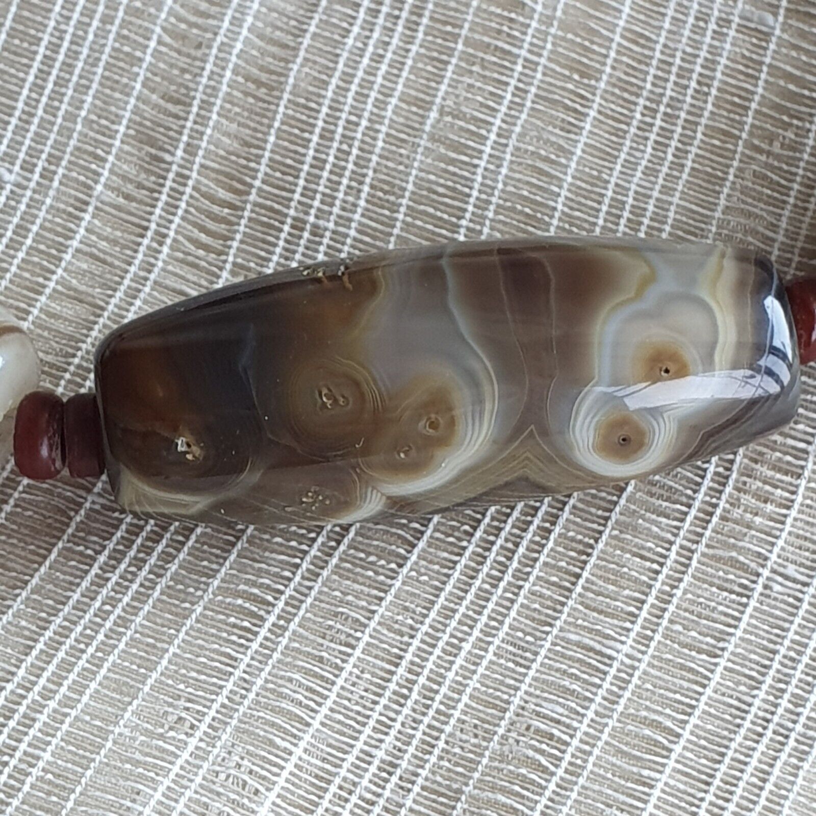 Unique Pattern African Middle eastern eye Agate Sulimani beads necklace mala