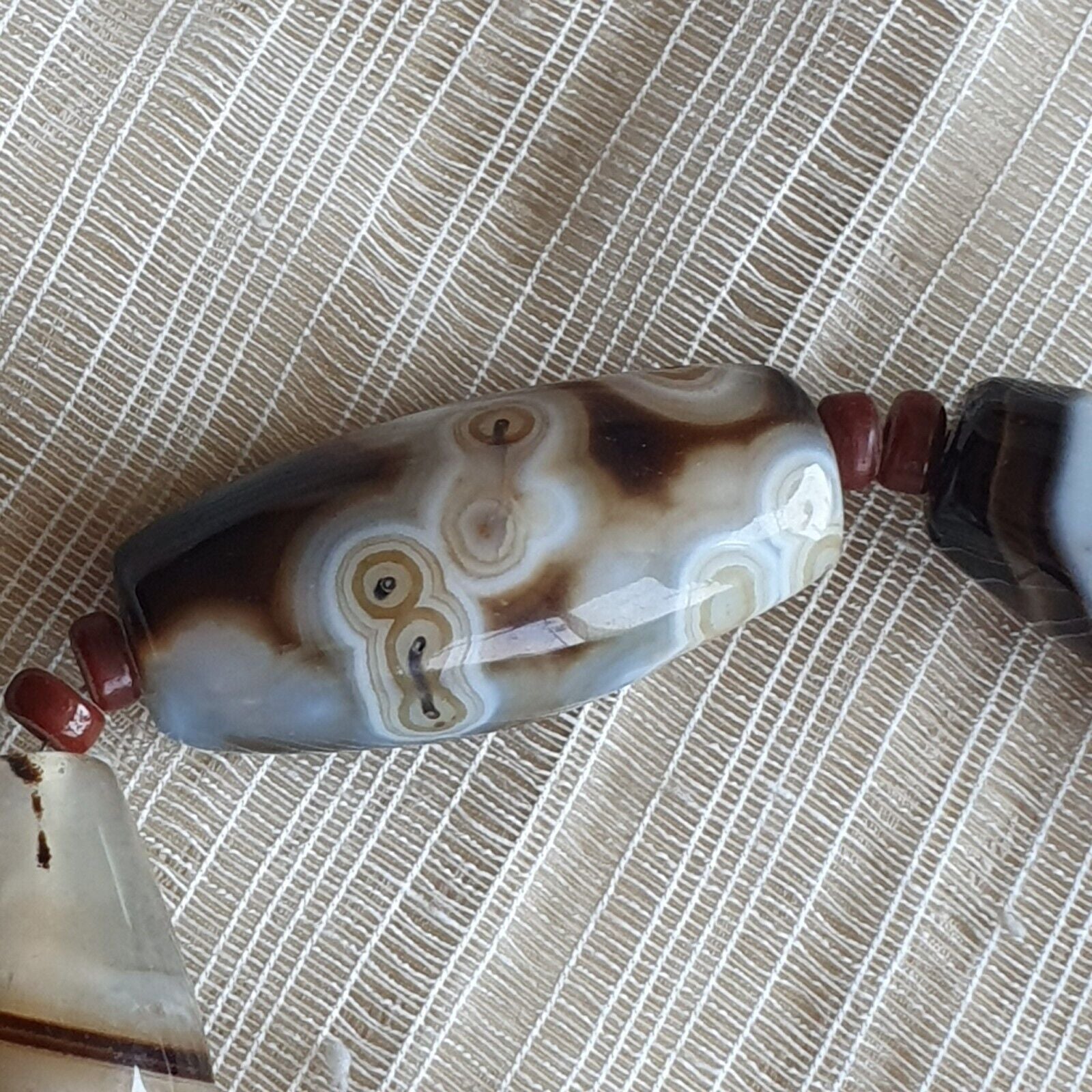 Unique Pattern African Middle eastern eye Agate Sulimani beads necklace mala