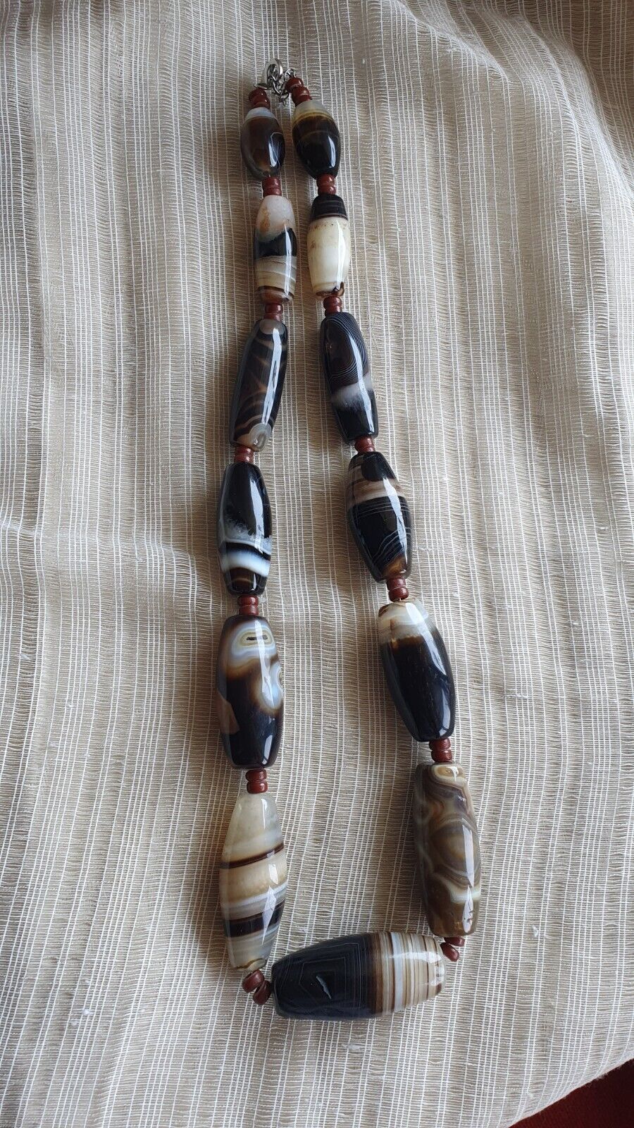 Unique Pattern African Middle eastern eye Agate Sulimani beads necklace mala
