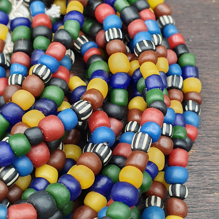 5 Strands Lot Vintage Old Mix Color Glass Beads Long Necklace 5.5-6.5 Mm