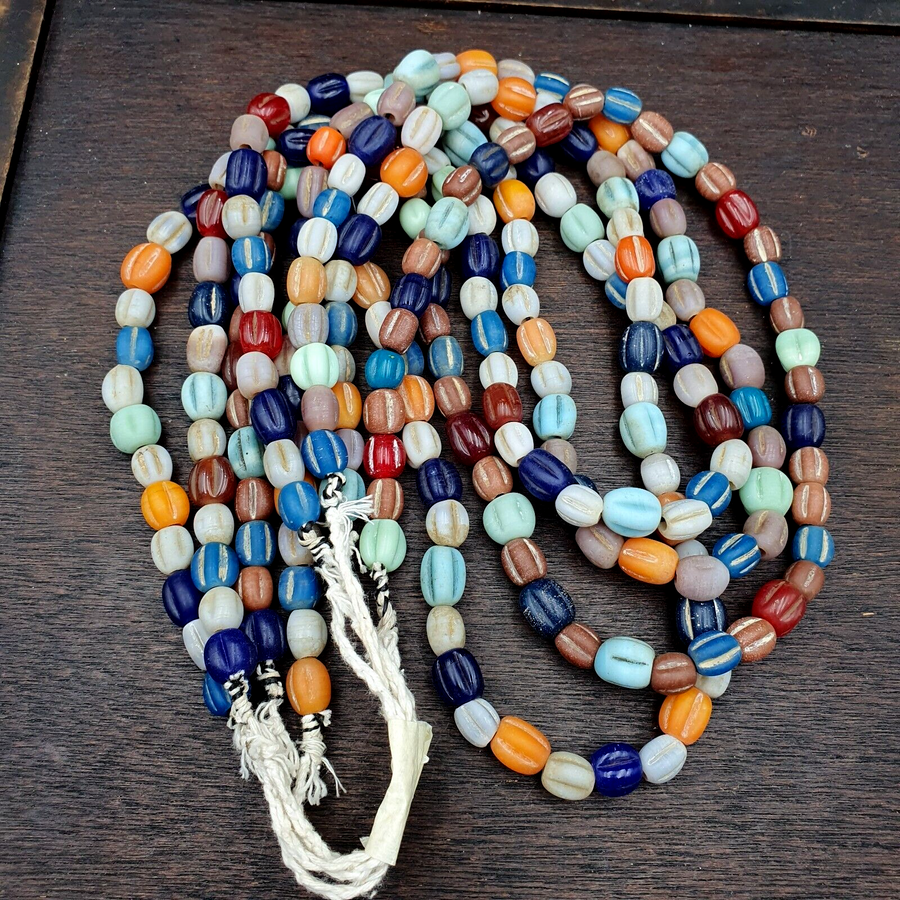 WUNDERSCHÖNER ALTER AFRIKANISCHER Mixfarbener GLAS-Vintage-PERLENstrang