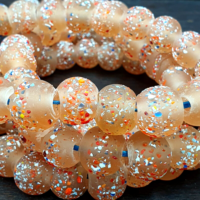 Beautiful Vintage Glass Beads Handmade Fancy 14mm Beads Strand Big Size
