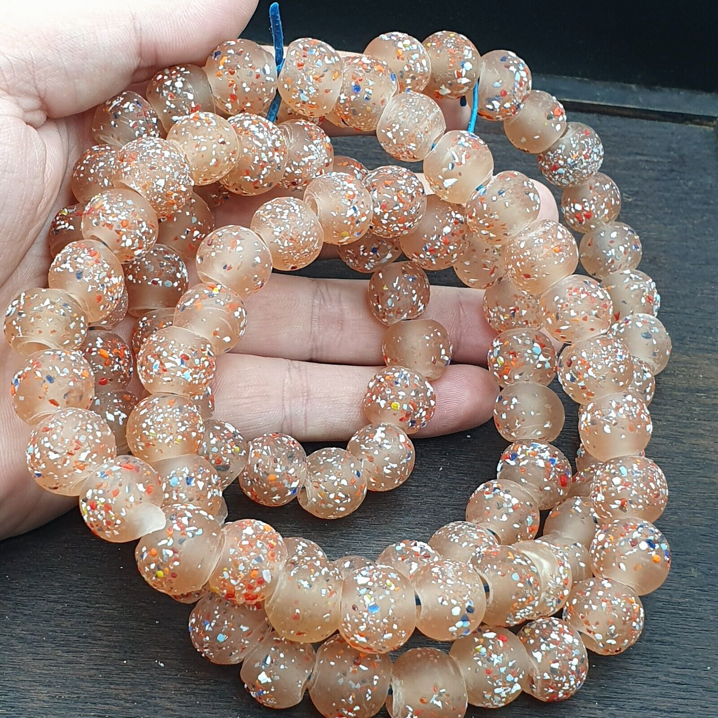 Beautiful Vintage glass beads Handmade fancy 14mm Beads Strand big Size
