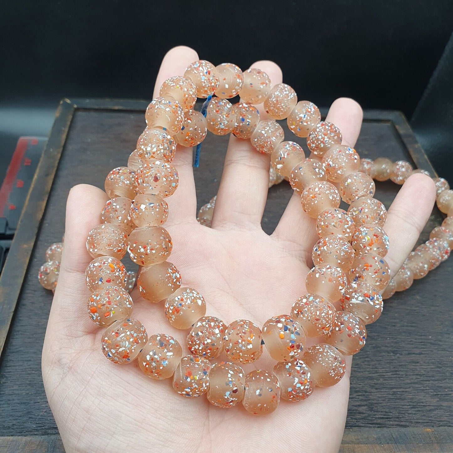 Beautiful Vintage glass beads Handmade fancy 14mm Beads Strand big Size