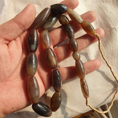 Antique Old African Agate Beads Grey Agate stone bead Necklace