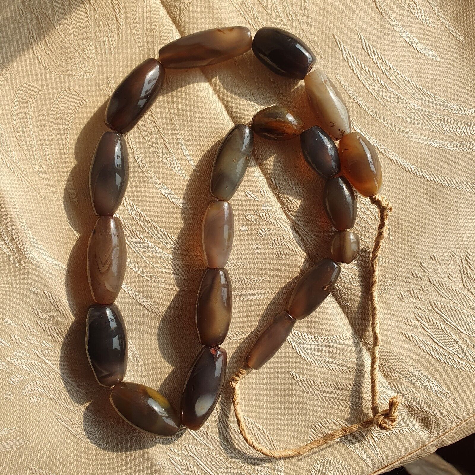 Antique Old African Agate Beads Grey Agate stone bead Necklace