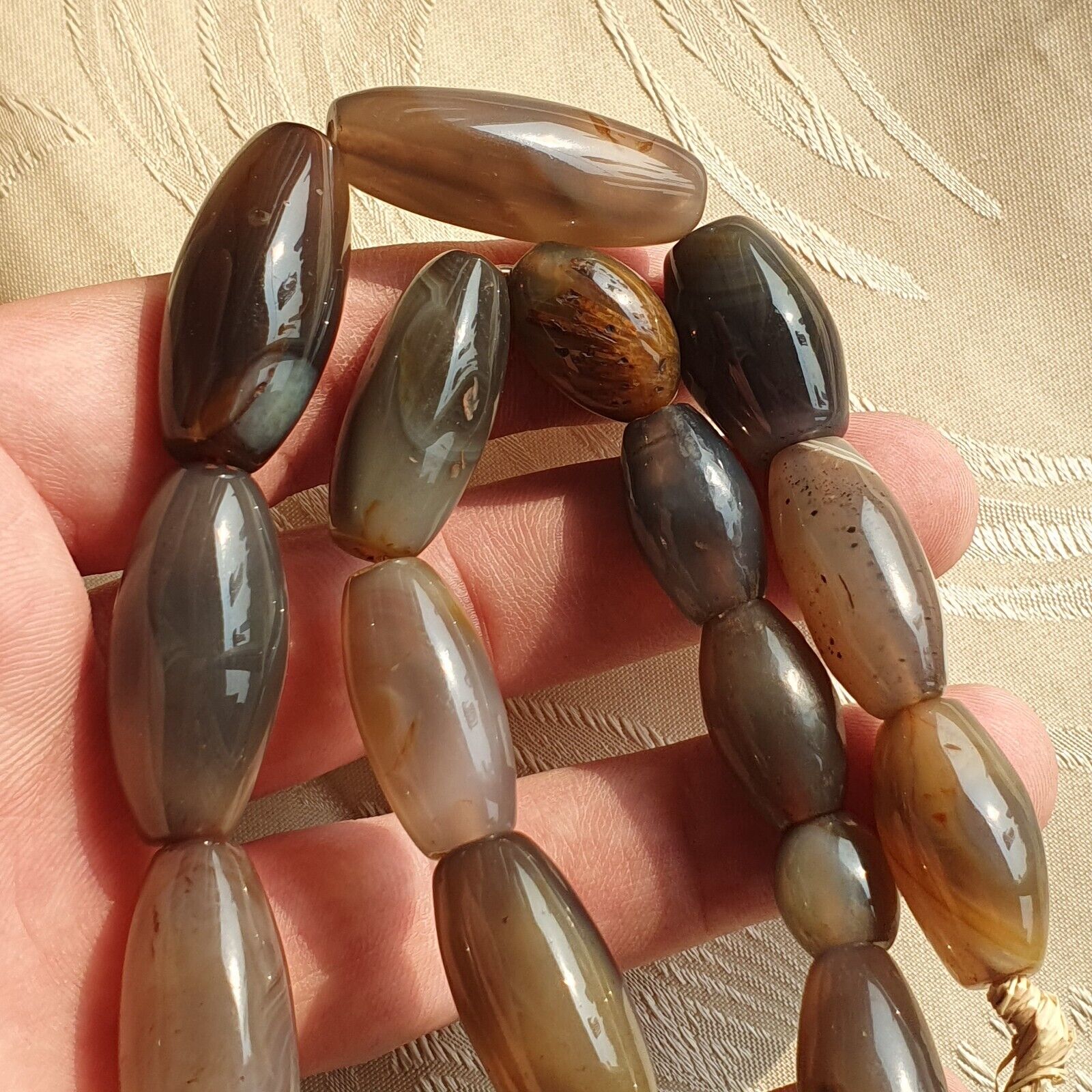 Antique Old African Agate Beads Grey Agate stone bead Necklace