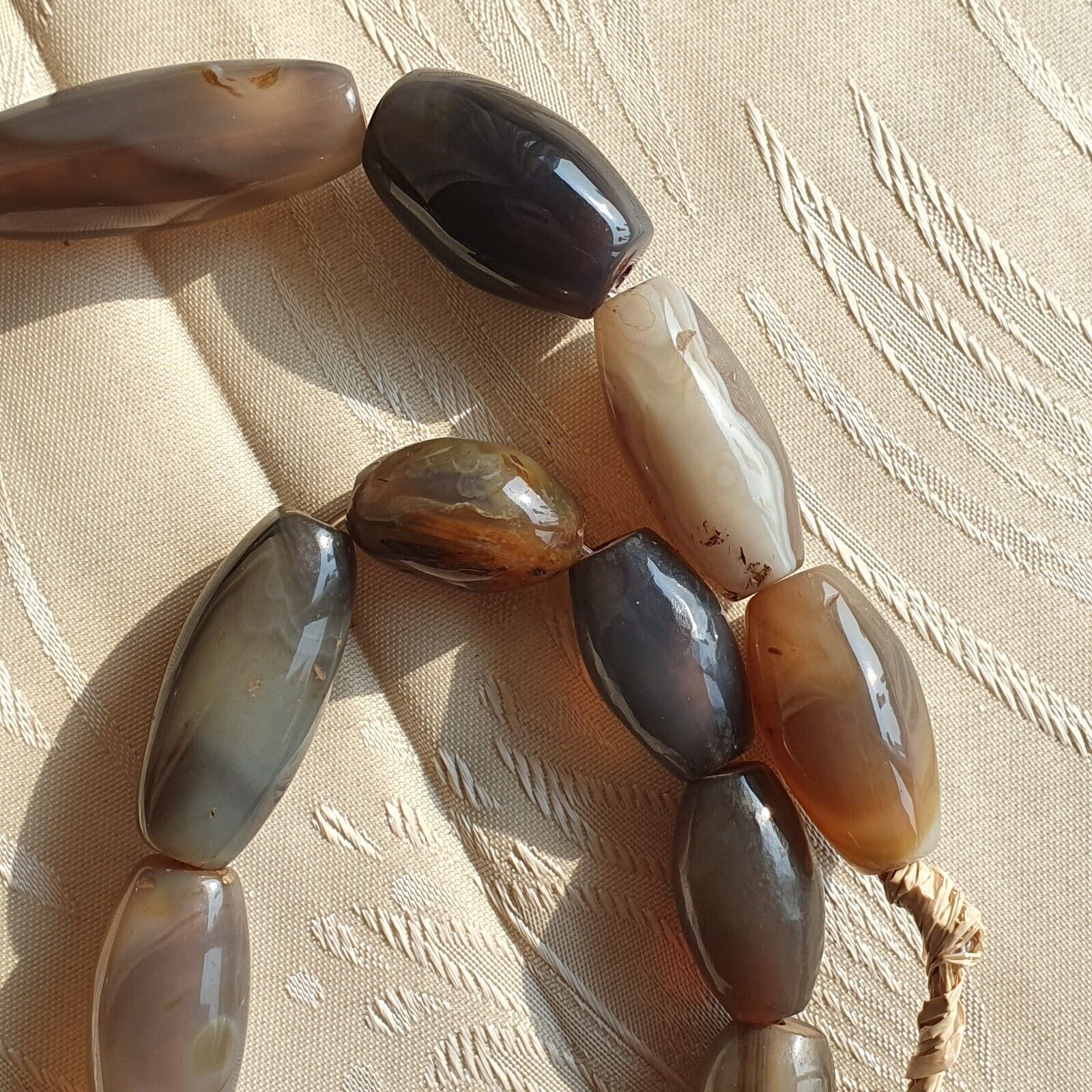 Antique Old African Agate Beads Grey Agate stone bead Necklace