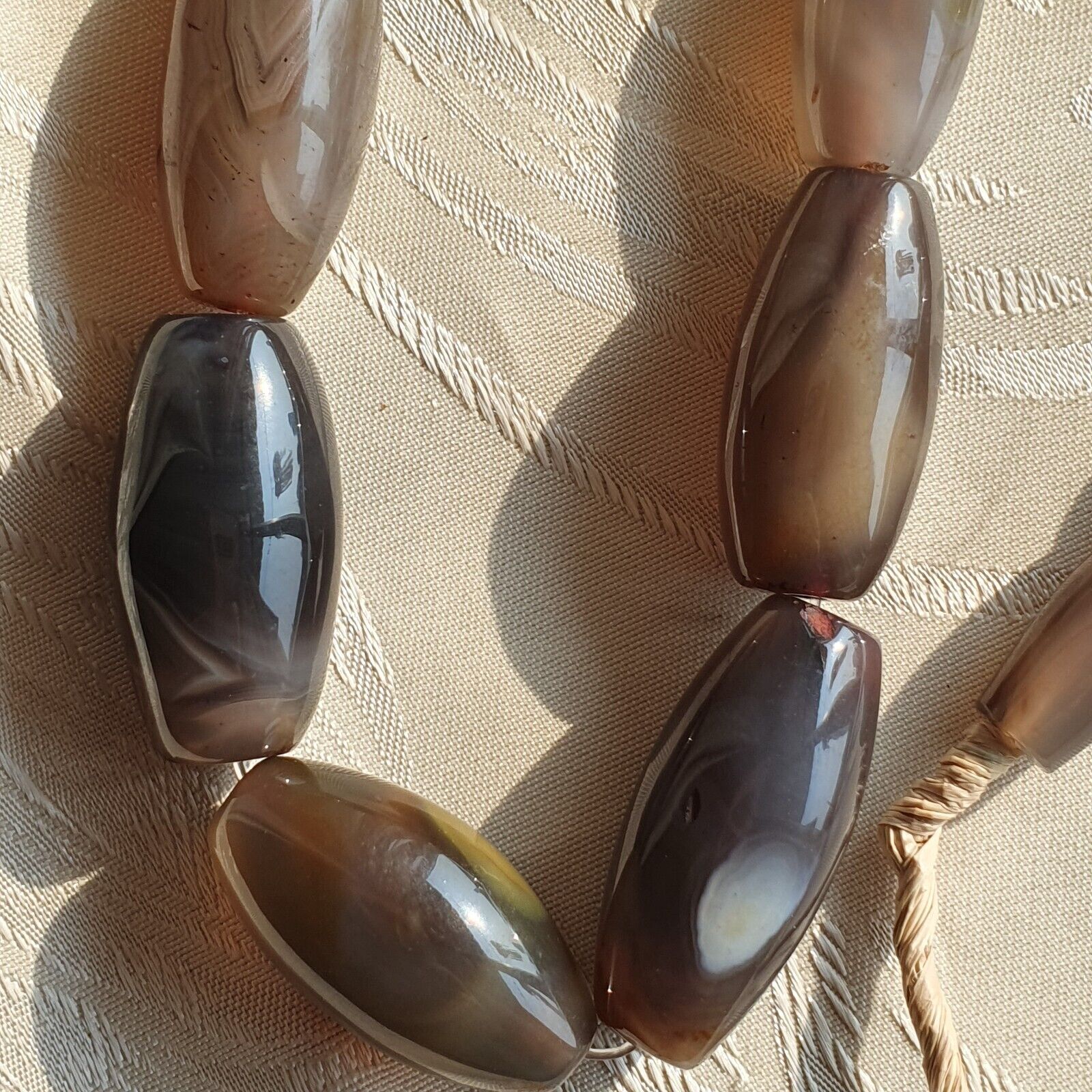 Antique Old African Agate Beads Grey Agate stone bead Necklace
