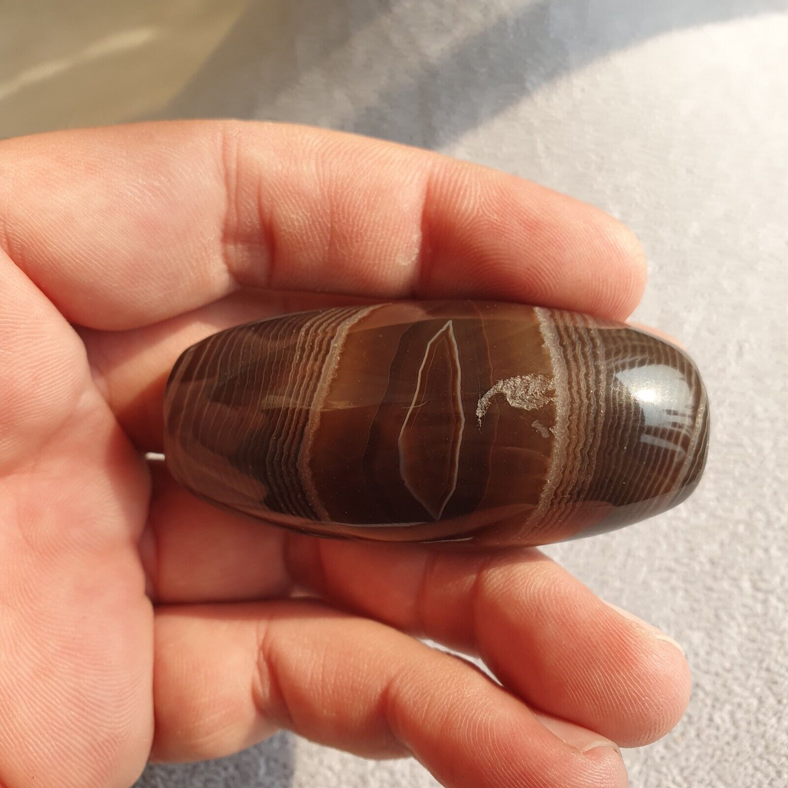 Old Mughal Era Banded Agate sulaimany Agate stone bead amulet