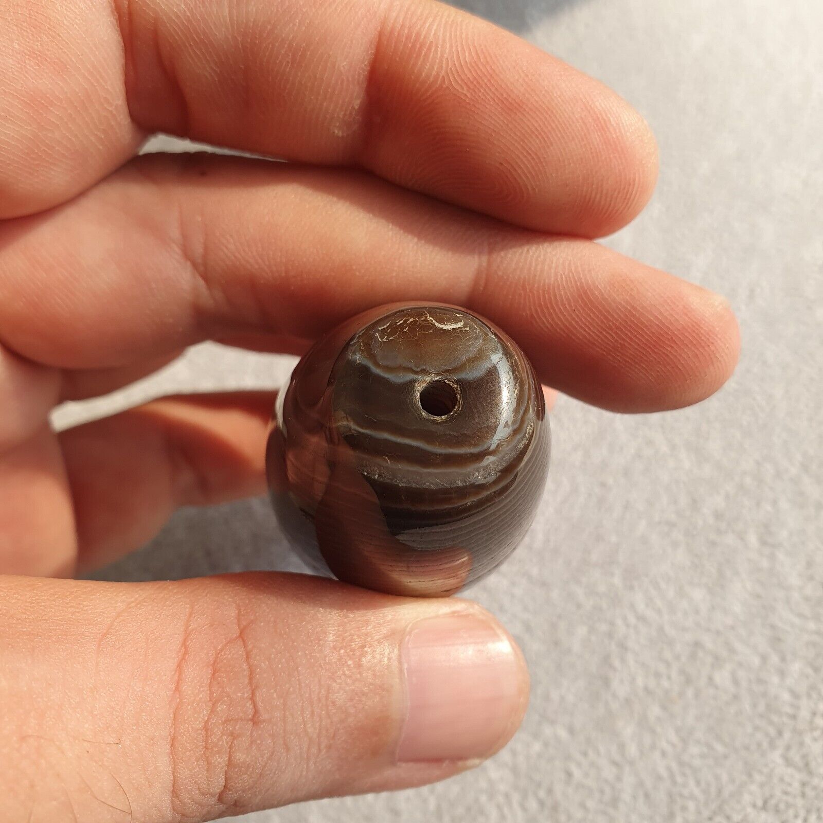 Old Mughal Era Banded Agate sulaimany Agate stone bead amulet