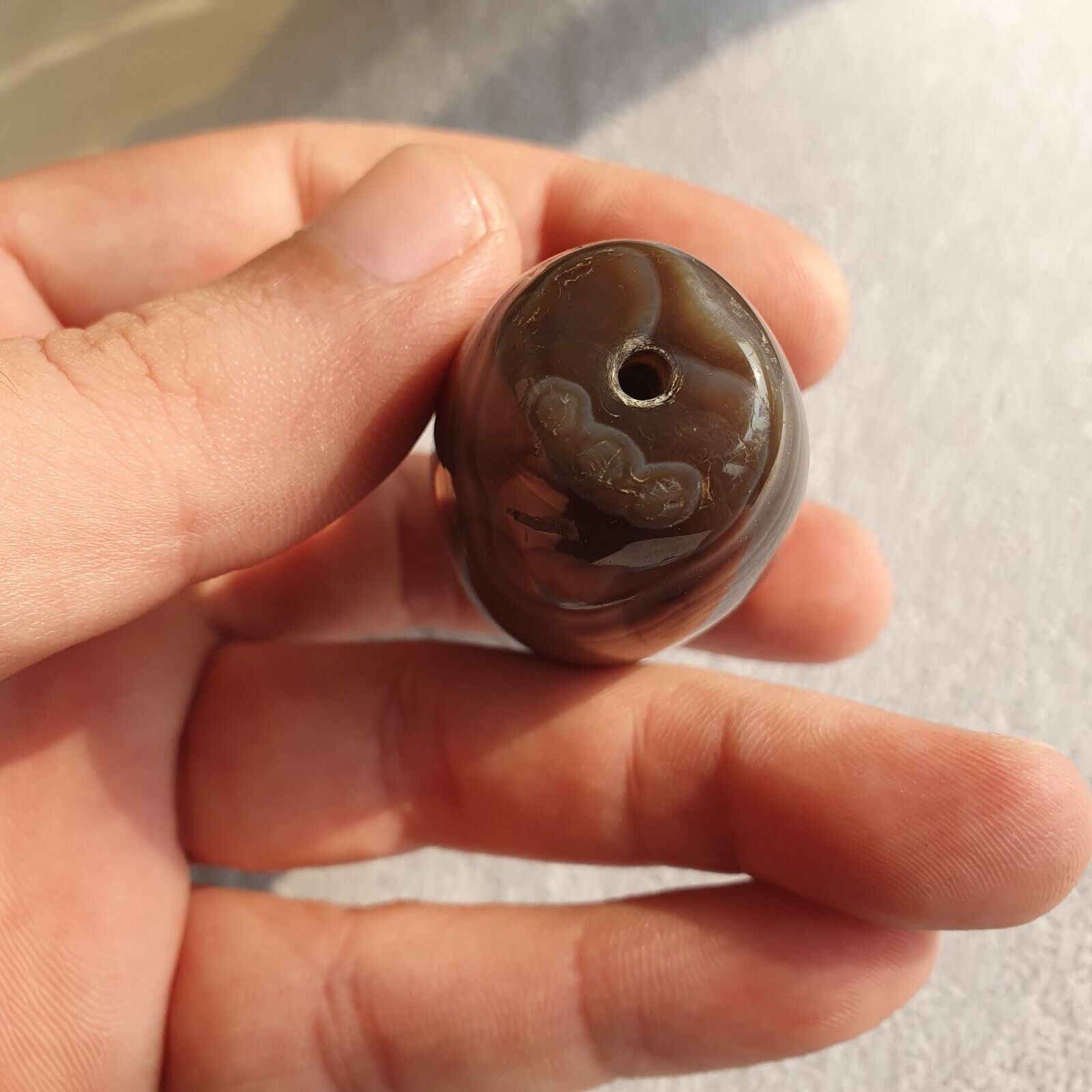 Old Mughal Era Banded Agate sulaimany Agate stone bead amulet