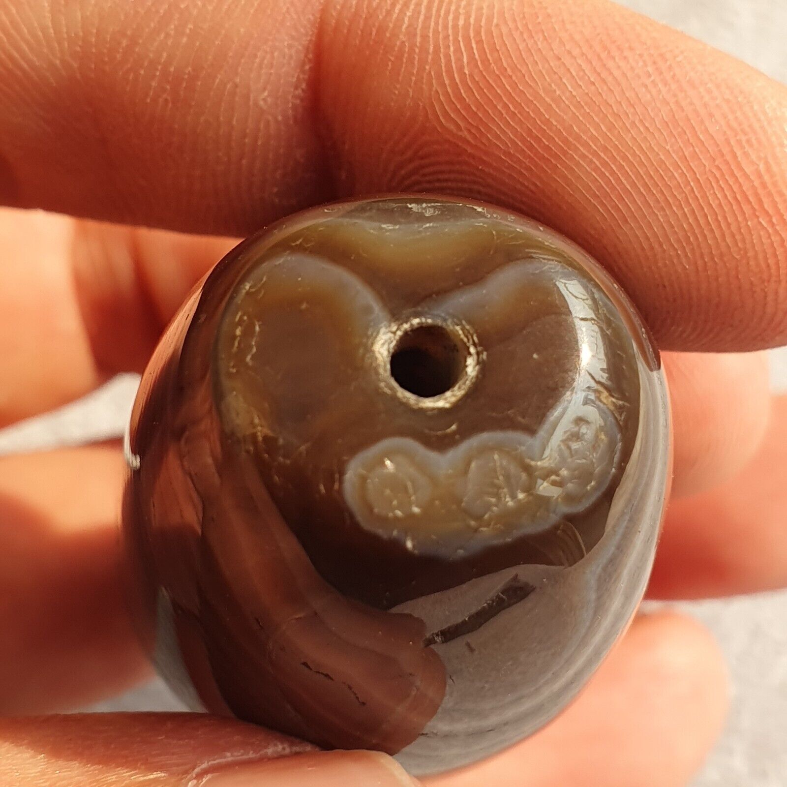 Old Mughal Era Banded Agate sulaimany Agate stone bead amulet