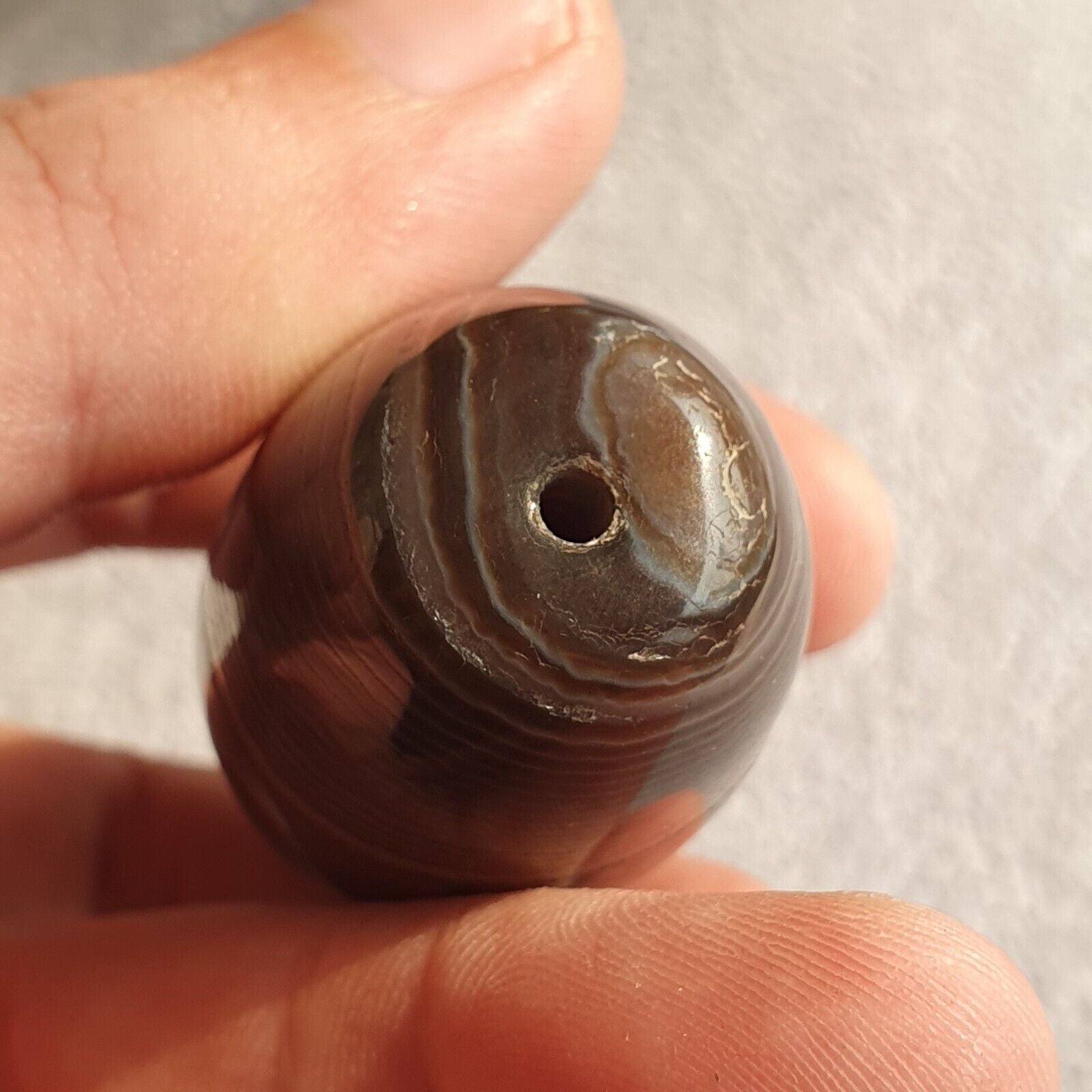 Old Mughal Era Banded Agate sulaimany Agate stone bead amulet