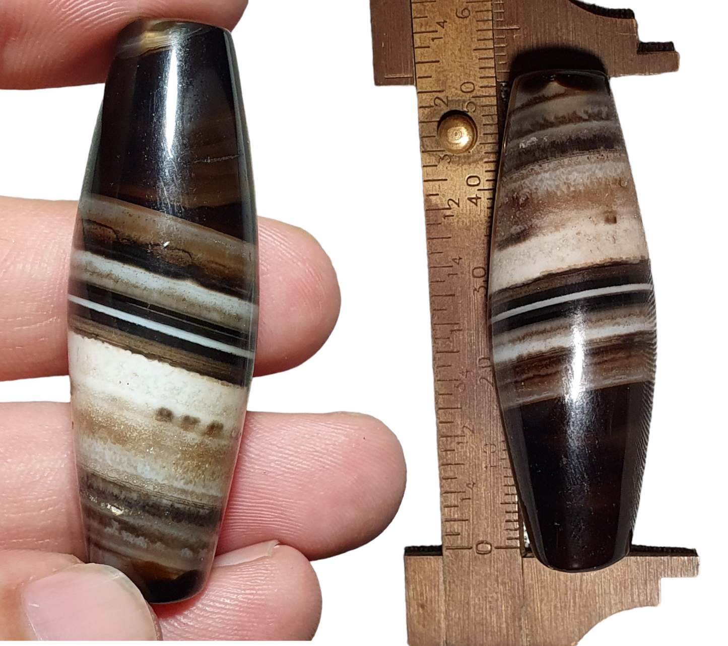 B178 Kraftvolle, spiritistische Achatperle aus dem Nahen Osten, jemenitische Perle mit seltenem Muster