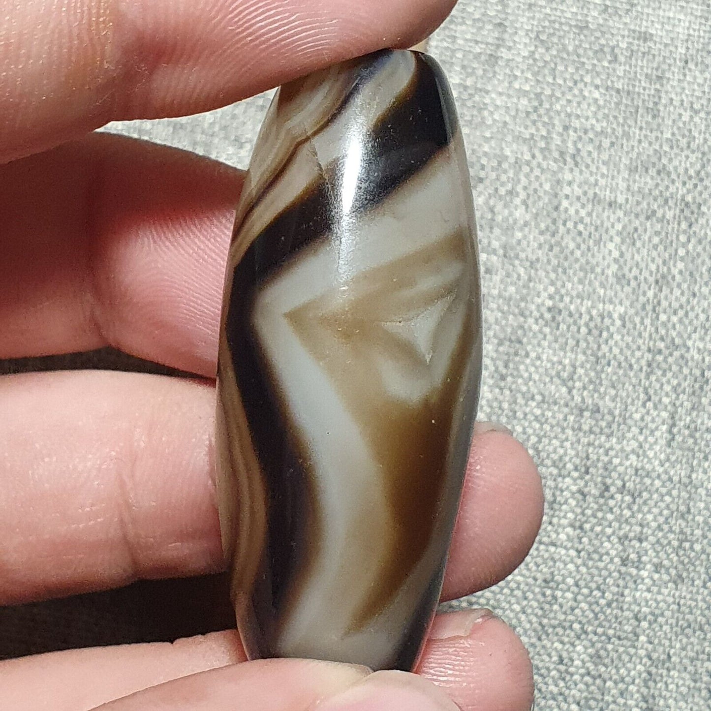 SL108 Kraftvolle nahöstliche spiritistische Achatperle mit natürlichen Augen, jemenitische Perle