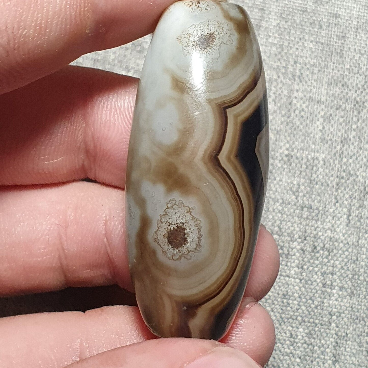 SL108 Kraftvolle nahöstliche spiritistische Achatperle mit natürlichen Augen, jemenitische Perle