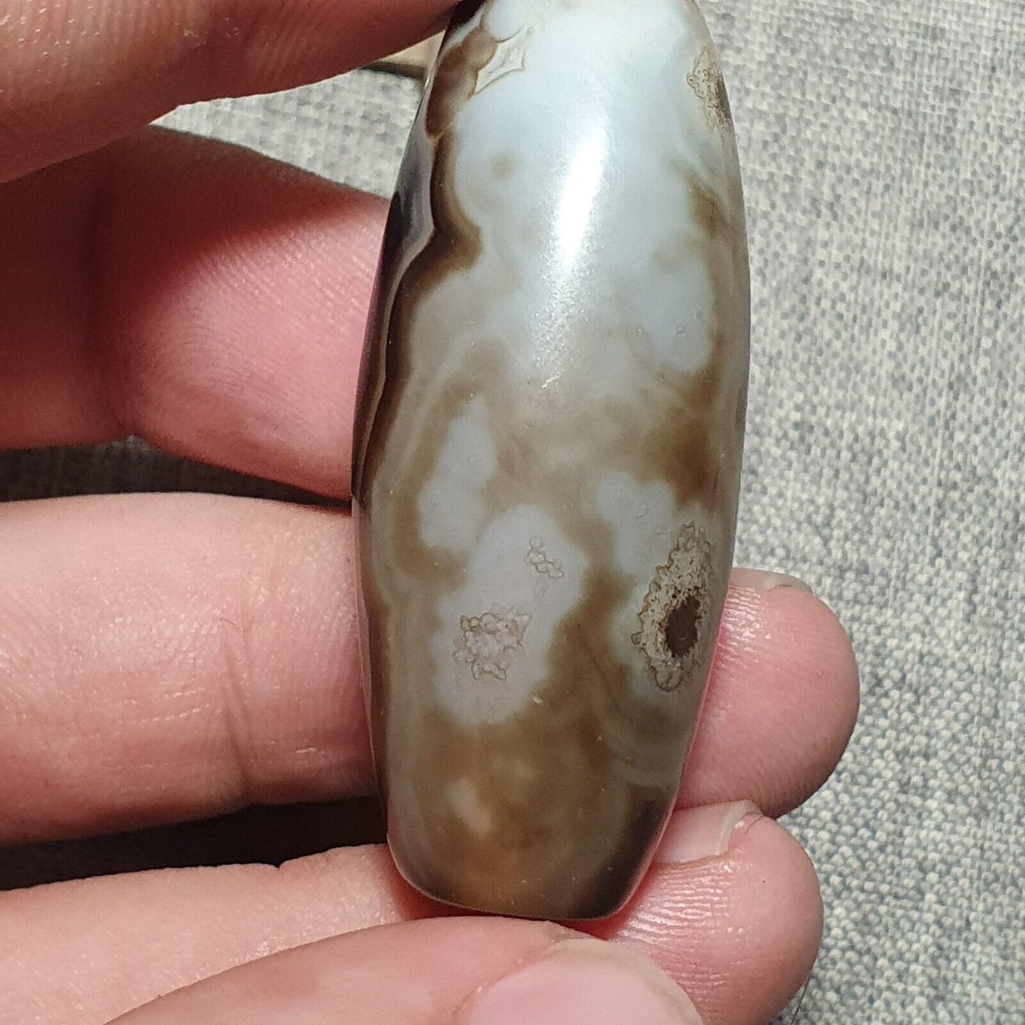 SL108 Kraftvolle nahöstliche spiritistische Achatperle mit natürlichen Augen, jemenitische Perle