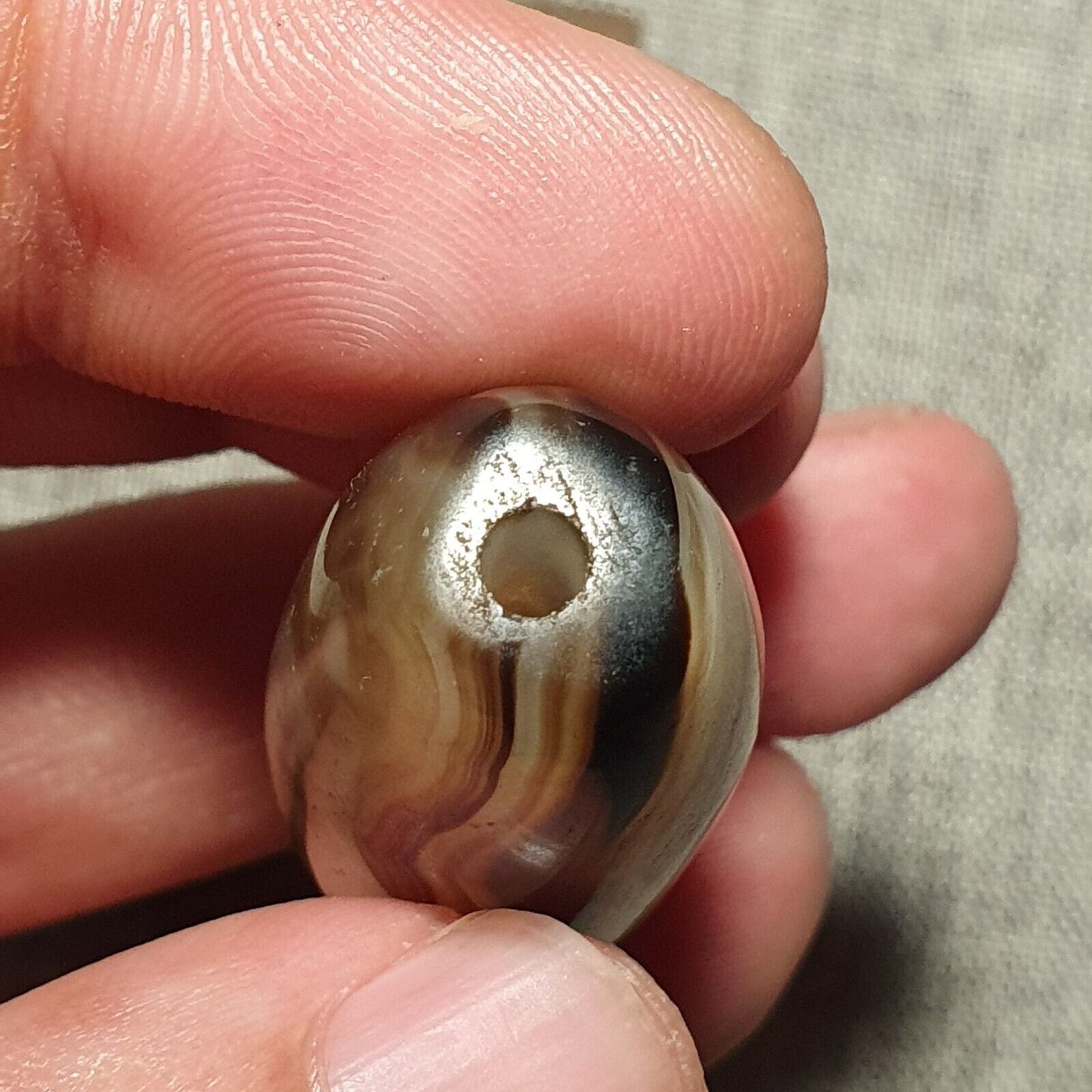 SL108 Kraftvolle nahöstliche spiritistische Achatperle mit natürlichen Augen, jemenitische Perle