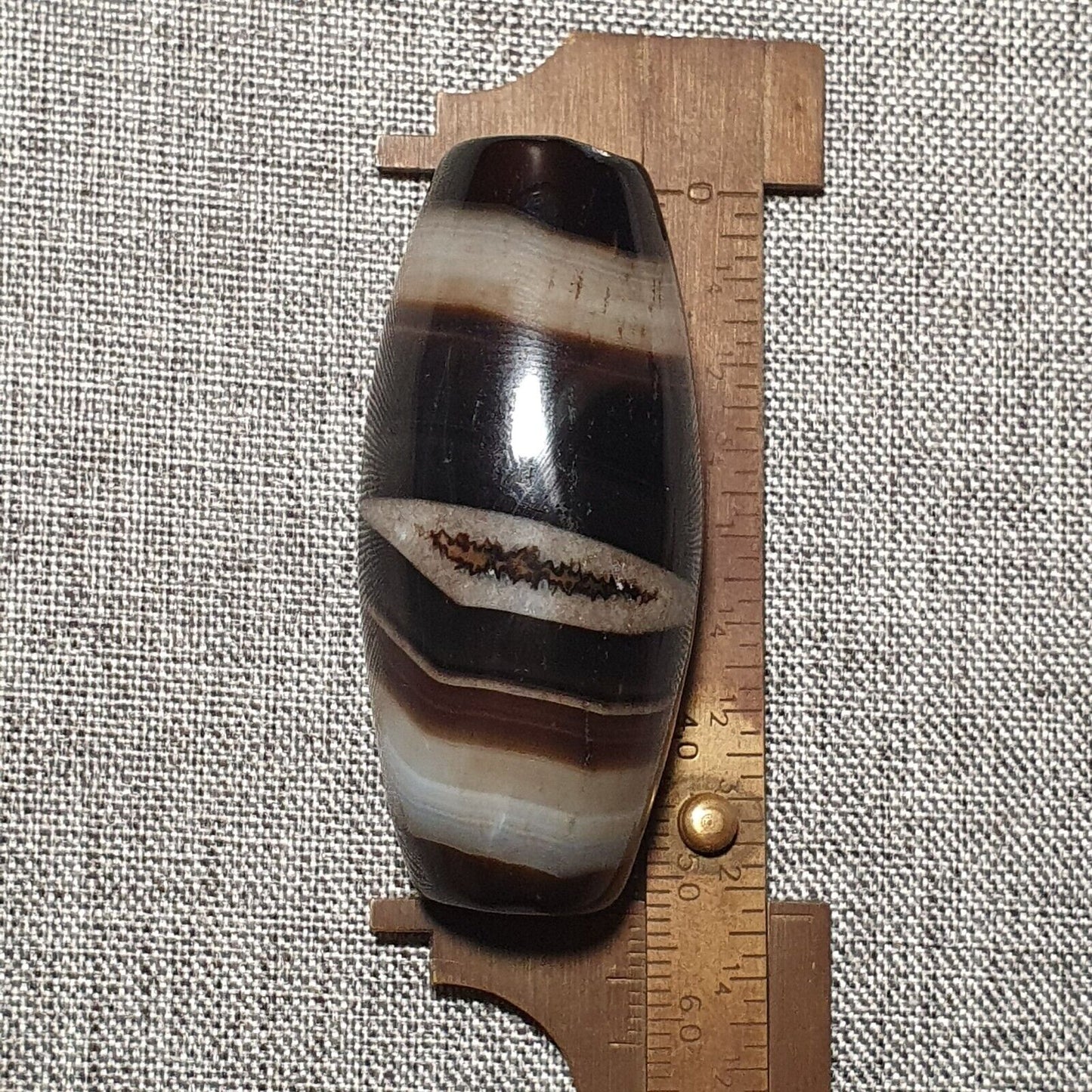 YM 109 Kraftvolle nahöstliche spiritistische Achatperle mit natürlichen Augen, jemenitische Perle