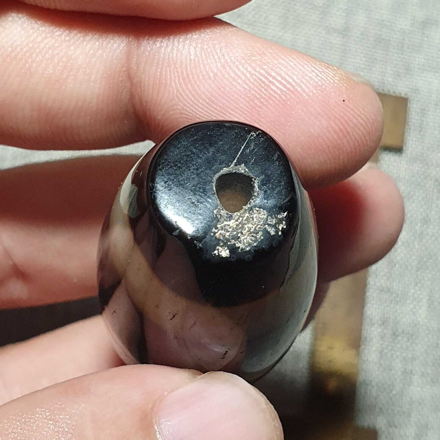 YM 109 Kraftvolle nahöstliche spiritistische Achatperle mit natürlichen Augen, jemenitische Perle