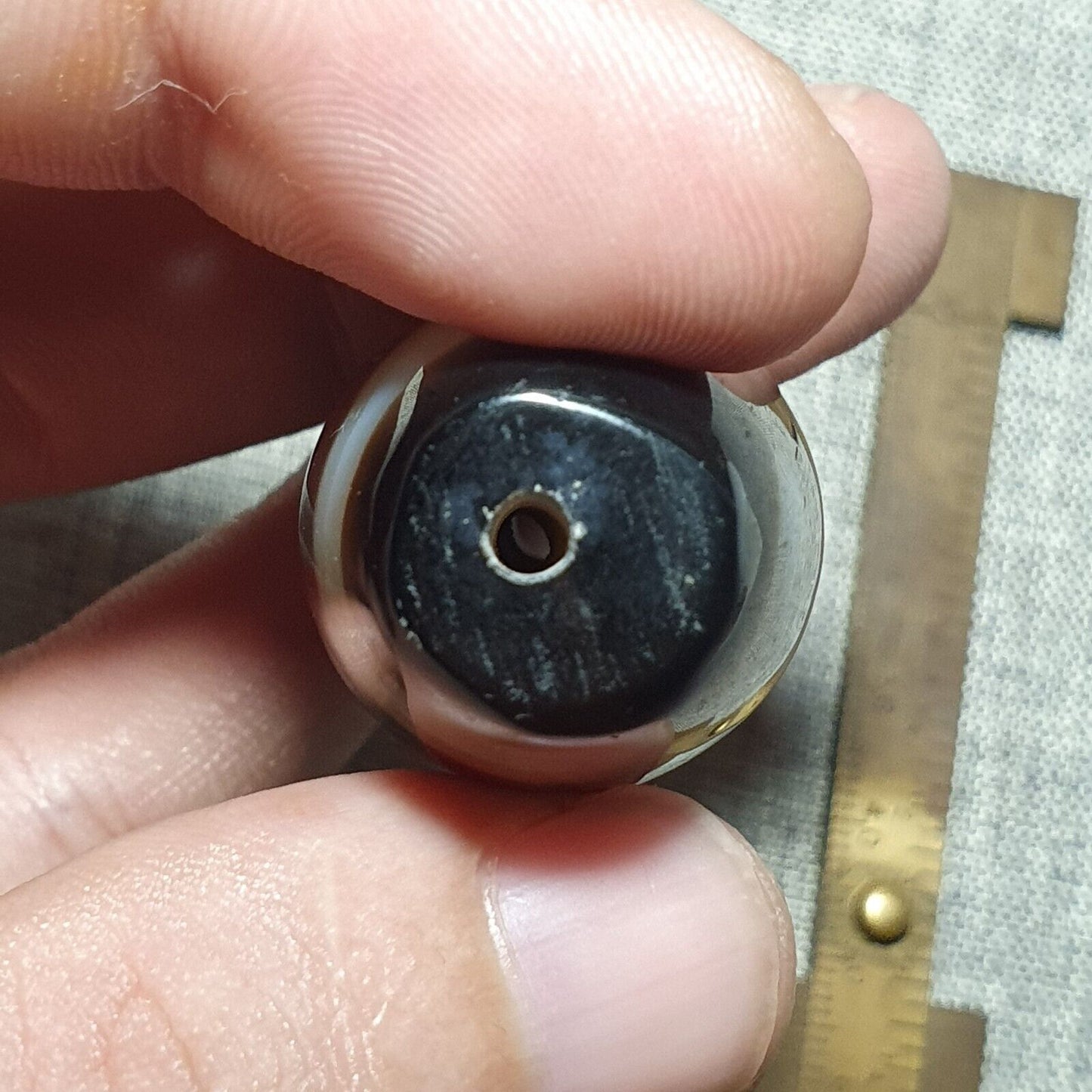 YM 109 Kraftvolle nahöstliche spiritistische Achatperle mit natürlichen Augen, jemenitische Perle