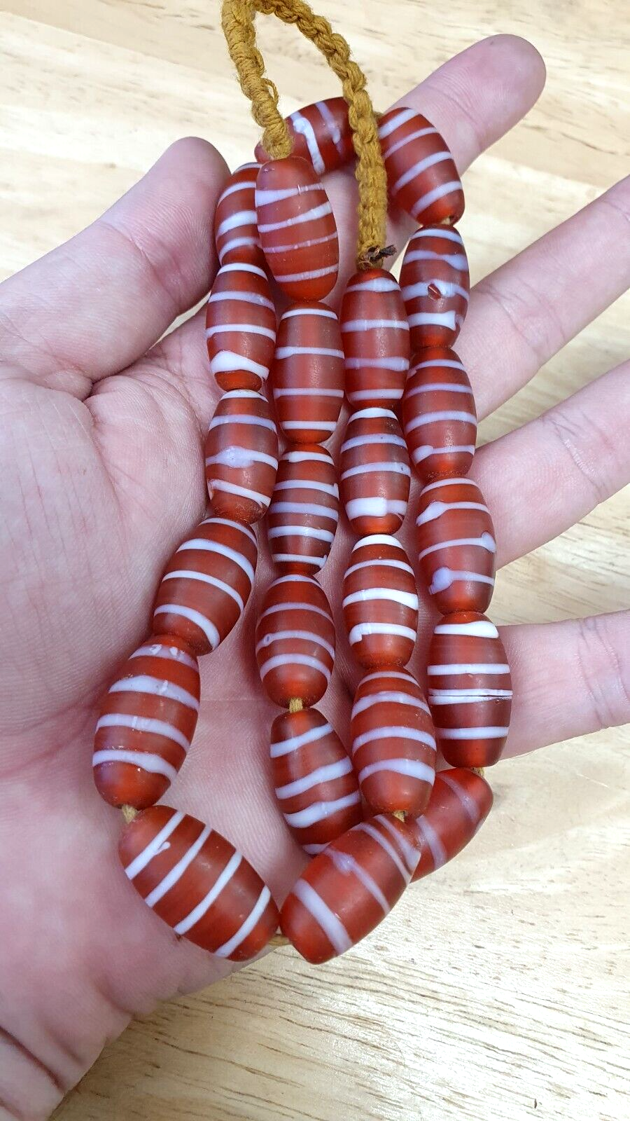 美麗復古 4 條紅白玻璃珠項鍊