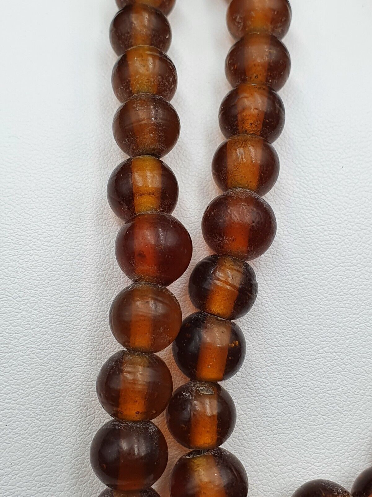 Vintage glass beads BROWN fancy trade Beads 9.5MM Strand