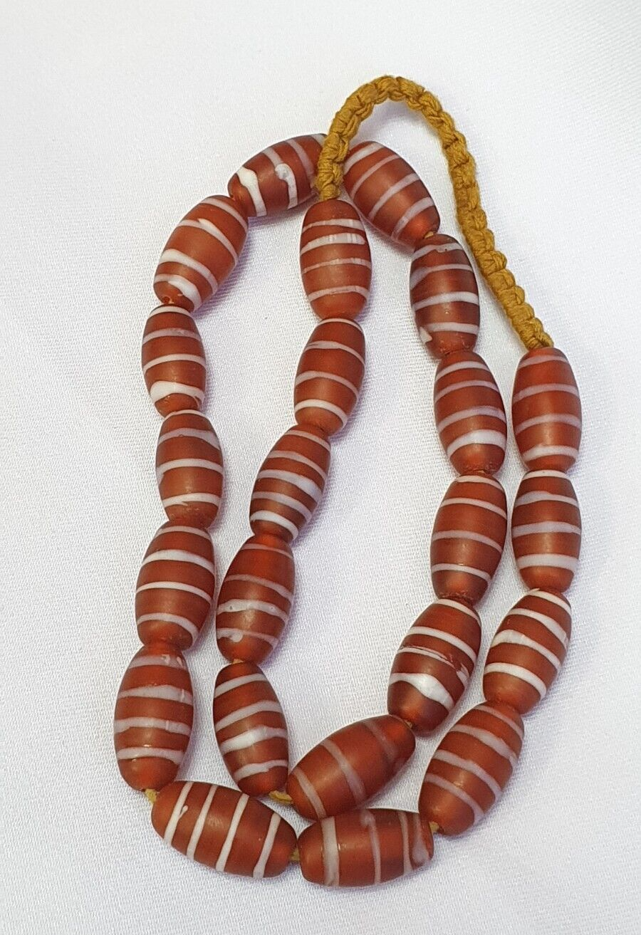 美麗復古 4 條紅白玻璃珠項鍊