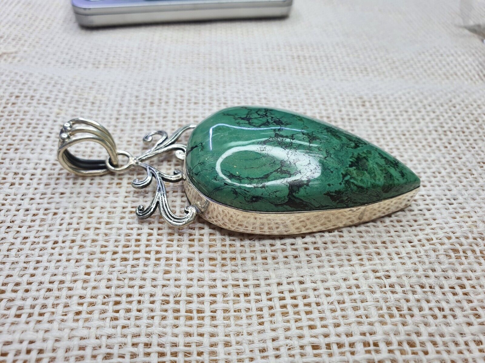 Big Men's Sterling Silver Blue greenish Turquoise Necklace Pendants 71.9 Grams