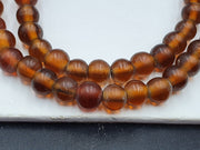 East Oasis Vintage Brown Fancy Glass Trade Bead Strand at 9.5mm, Full Strand