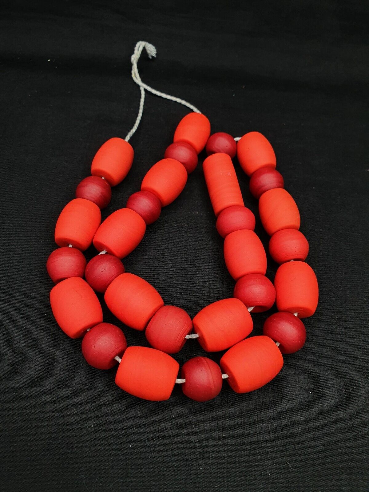 Beautiful Red Round Beautiful Glass Beads Long Strand Necklace