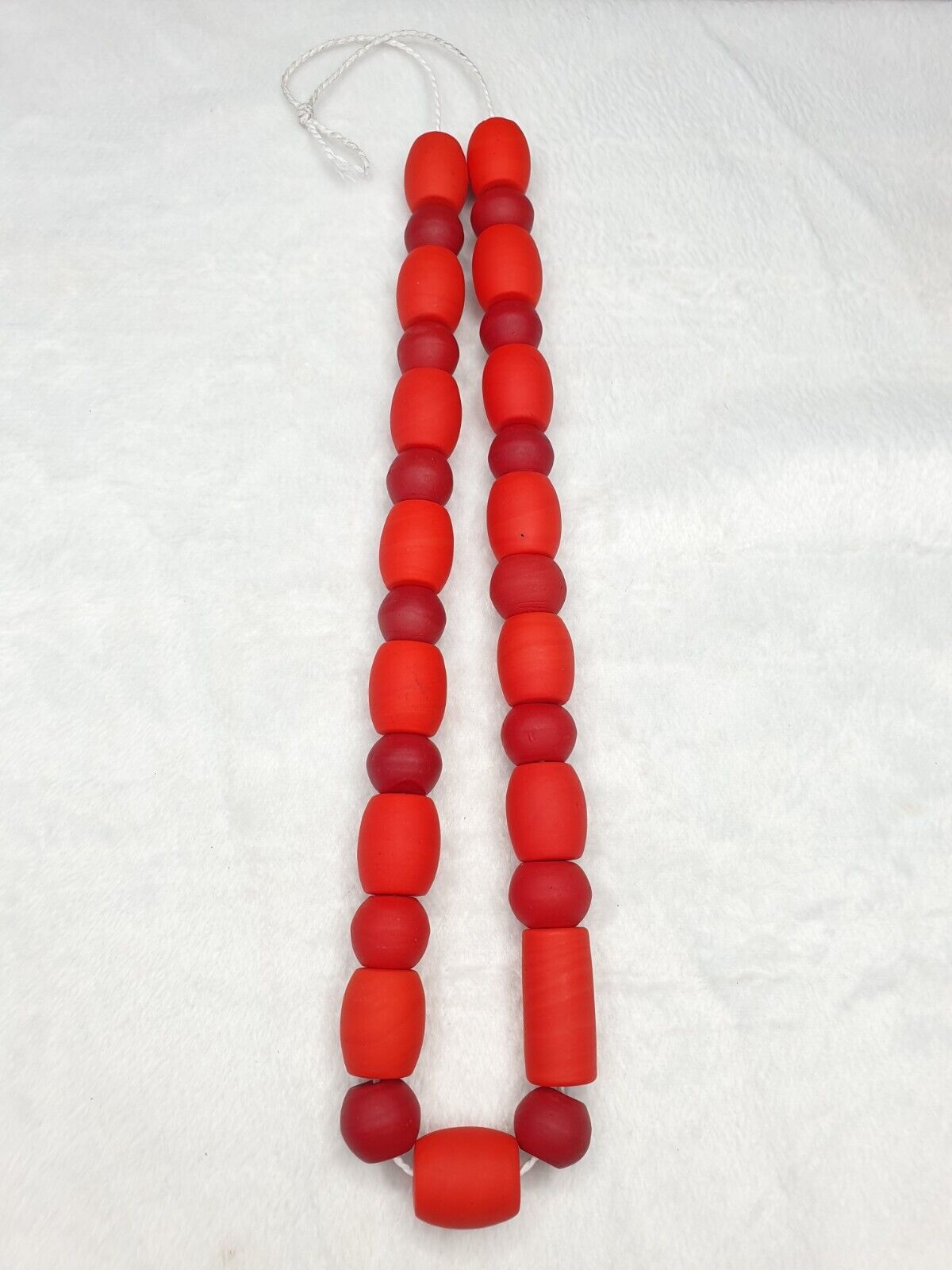 Beautiful Red Round Beautiful Glass Beads Long Strand Necklace