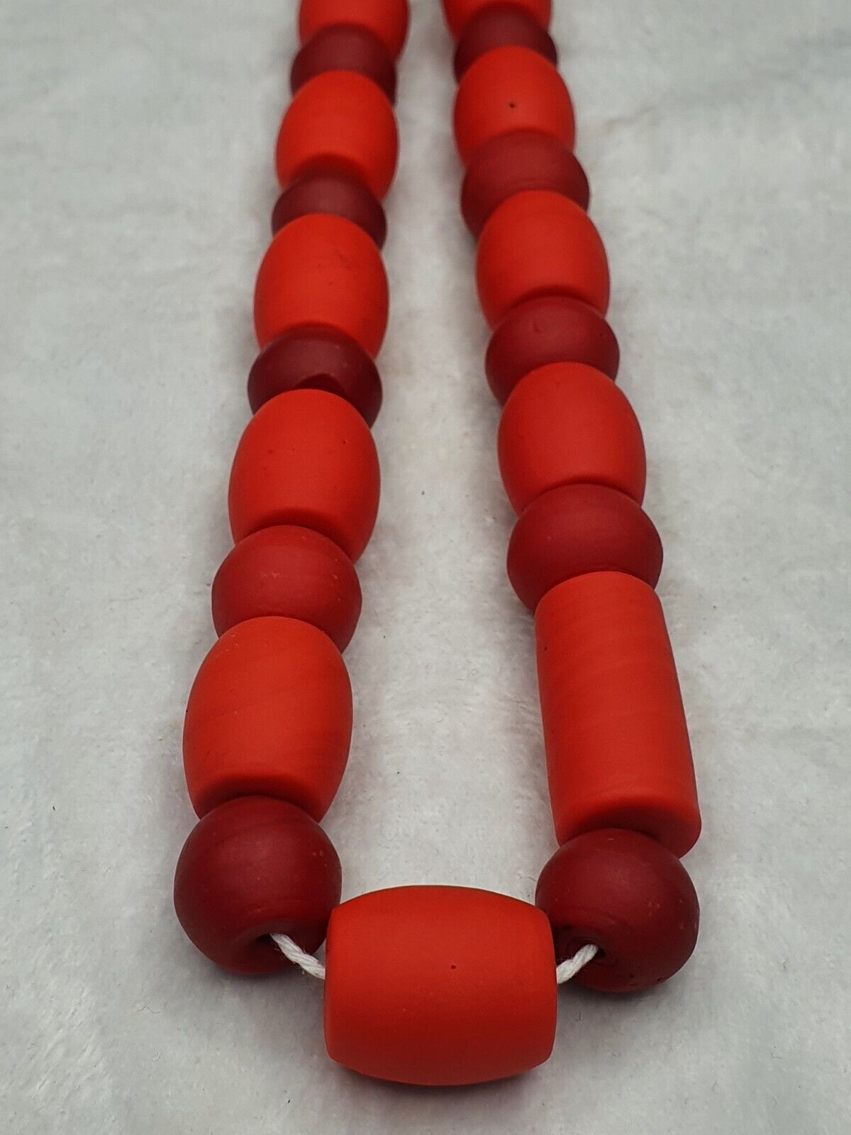 Beautiful Red Round Beautiful Glass Beads Long Strand Necklace