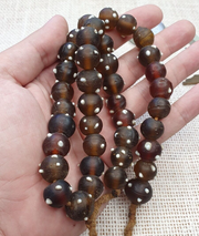 East Oasis Vintage African Skunk Trade Bead Necklace in Venetian Brown Glass