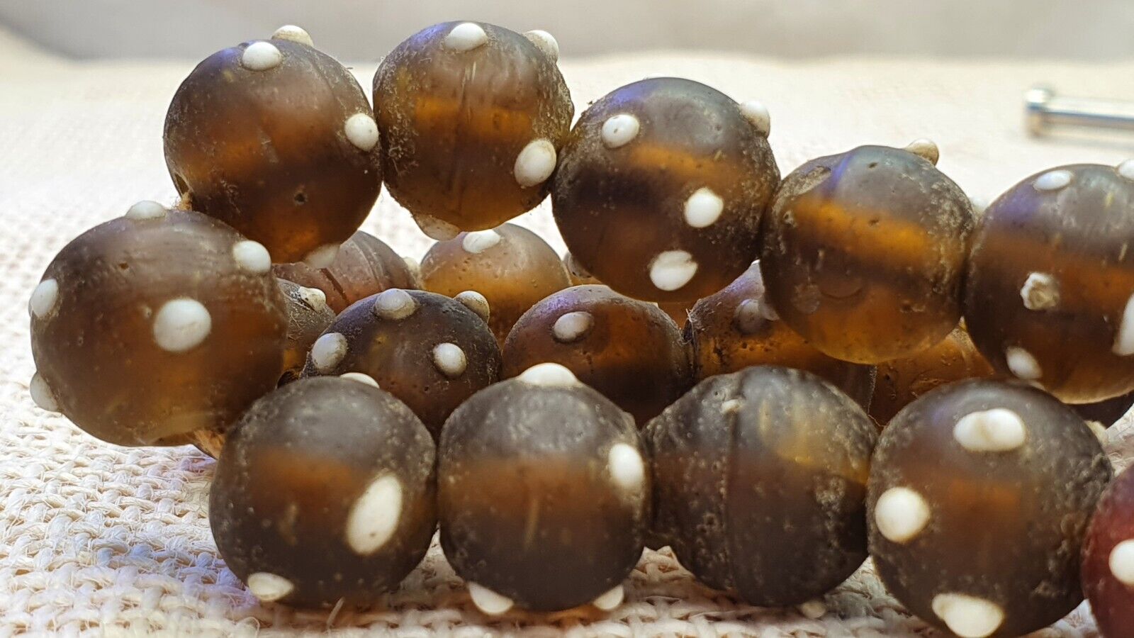 Vintage African trade beads skunk, Venetian glass  beads Necklace Strand