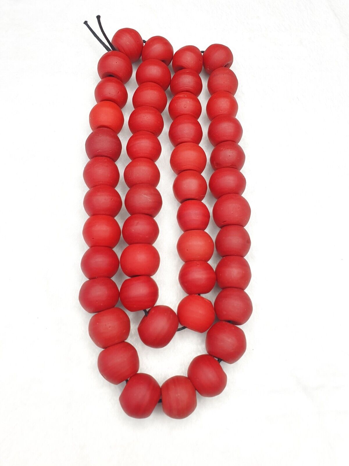 DARK Blood Red Round Beautiful Glass Beads Long Strand Necklace