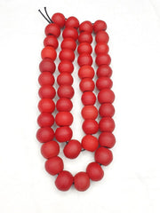 DARK Blood Red Round Beautiful Glass Beads Long Strand Necklace