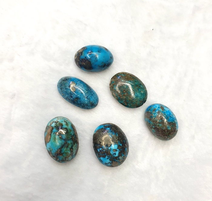 7pcs 100% Genuine Persian Turquoise Cabochons