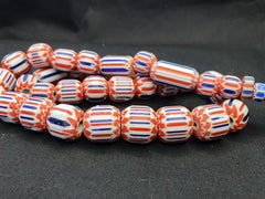 Vintage Beautiful chevron Trade Glass blue beads Necklace