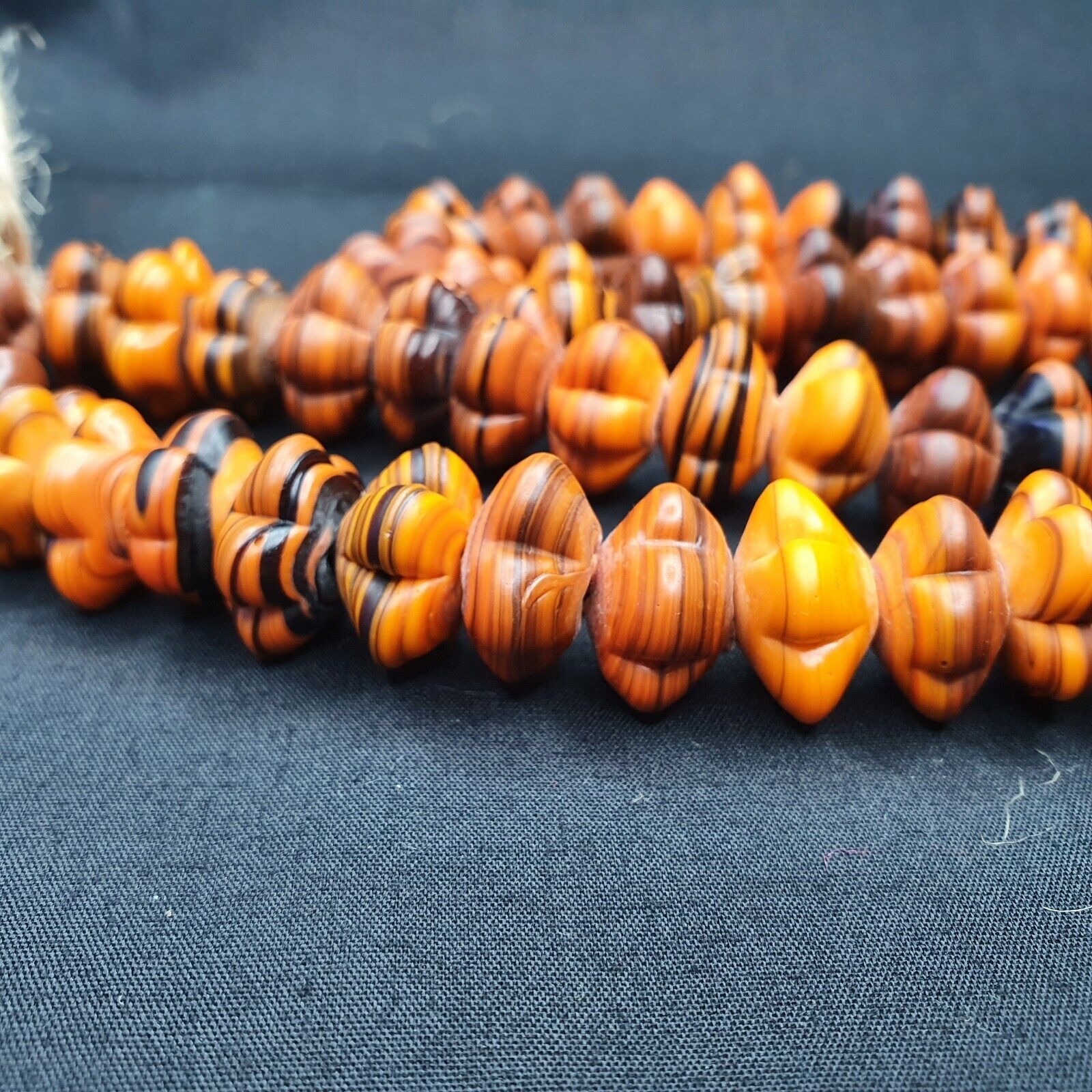 Vintage Handmade unique Shape Lamp work Beads-"Flower" 16mm Full Long Strand