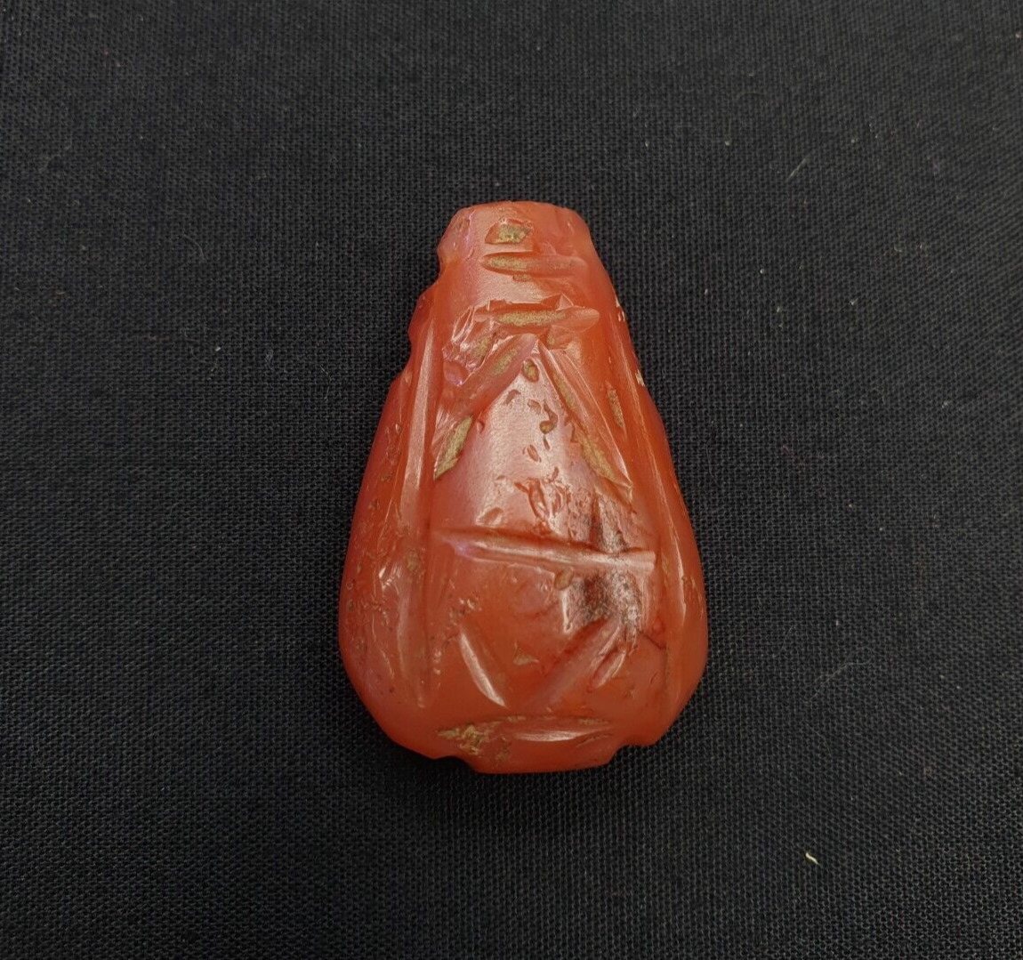 古董古代雕刻紅玉髓瑪瑙珠近東薩珊王朝