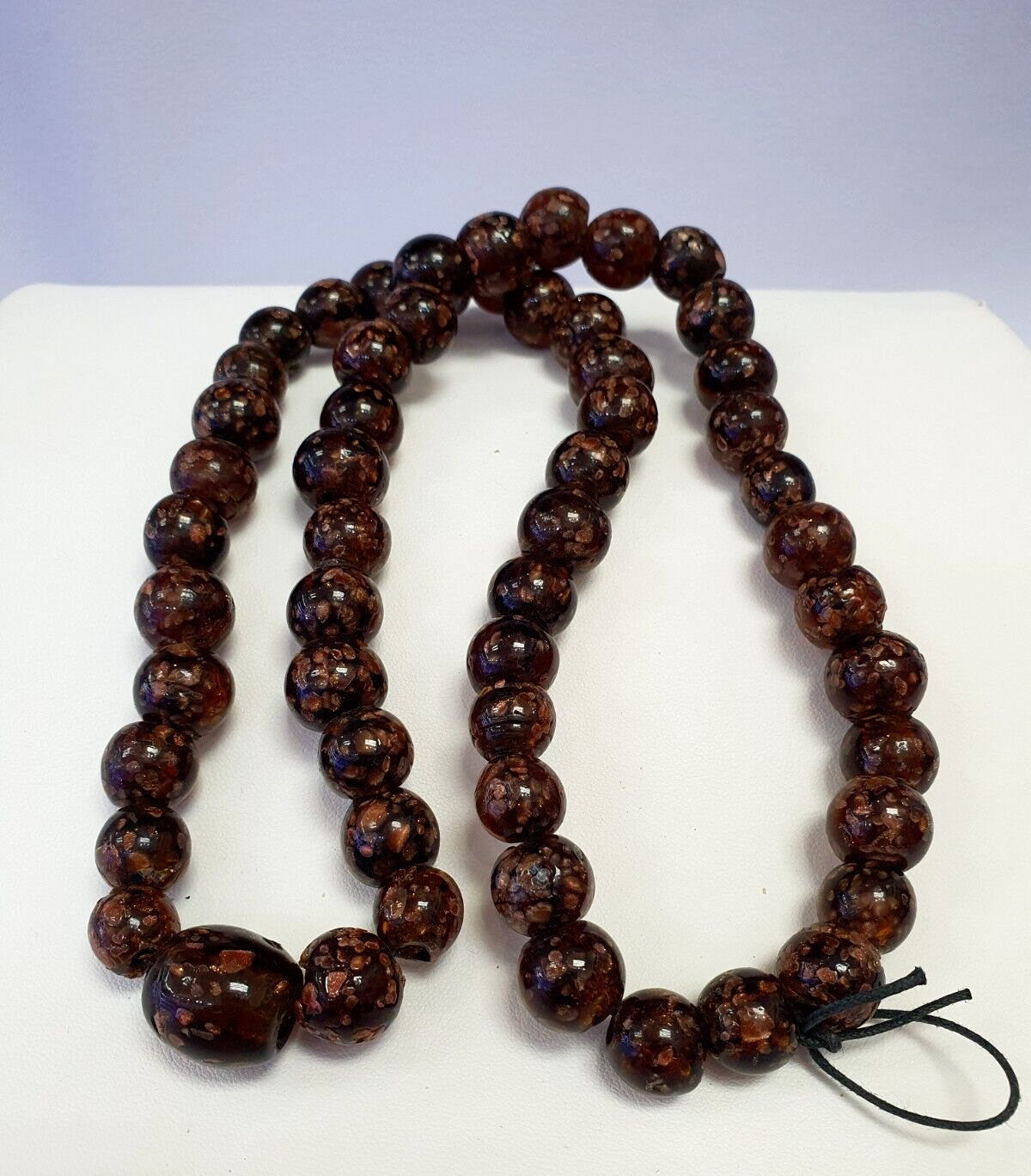 Vintage glass beads aventurine BROWN fancy trade Beads 12MM