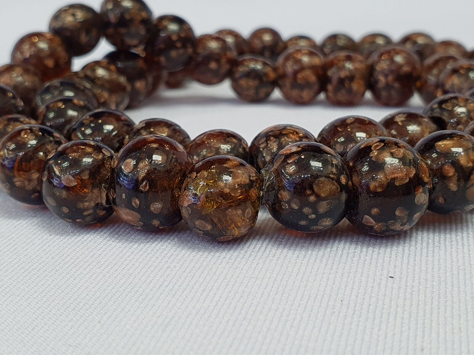 Vintage glass beads aventurine BROWN fancy trade Beads 12MM