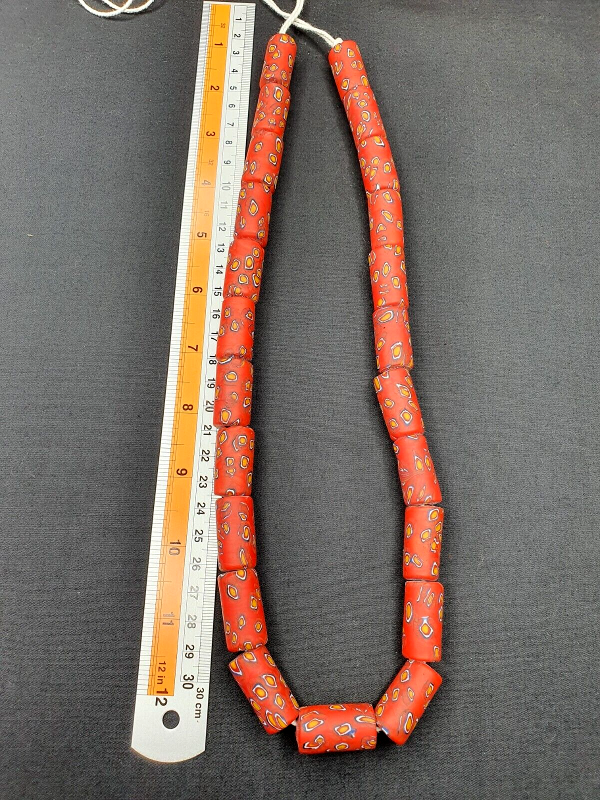 Vintage Trade Red GLASS eye Beads Beaded Necklace