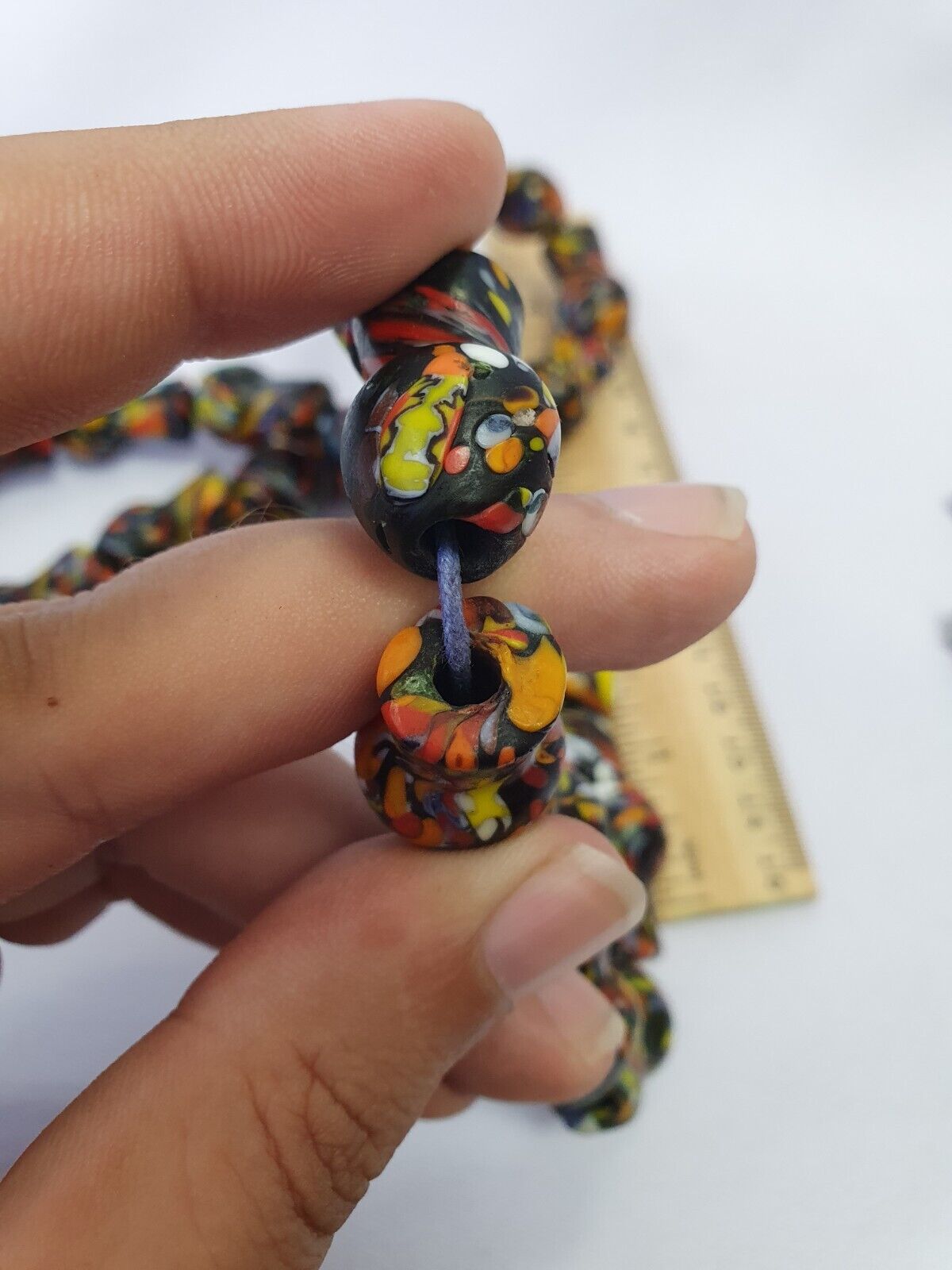 Vintage Trade Beads Very Unique bottle Shape Beaded Strand Necklace