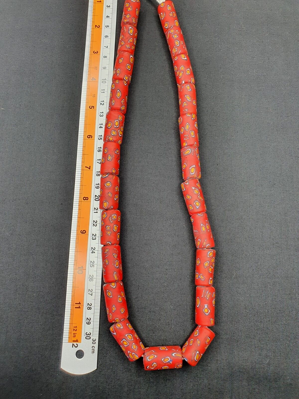 Vintage Trade Red GLASS eye Beads Beaded Necklace